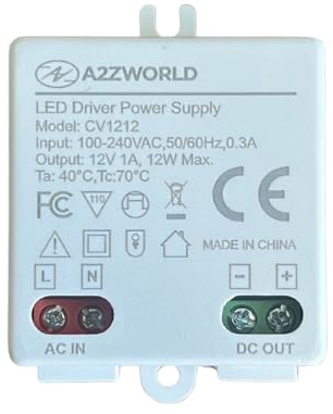 Mini alimentation transformateur LED 12 V 1 A 12 W, tension constante, entrée 110 V 220 V AC 50/60 Hz, pour bandes LED et lumières à basse tension DC12 V, compact 45 x 40 x 20 mm