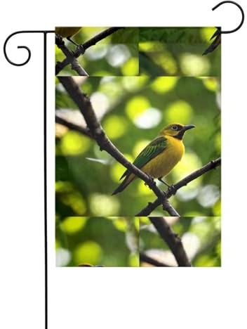 Drapeau de jardin de décoration de jardin 30,5 x 45,7 cm WHJDPP jaune imprimé martin-pêcheur épais et résistant à l'usure pour pots de fleurs et pelouses de jardin