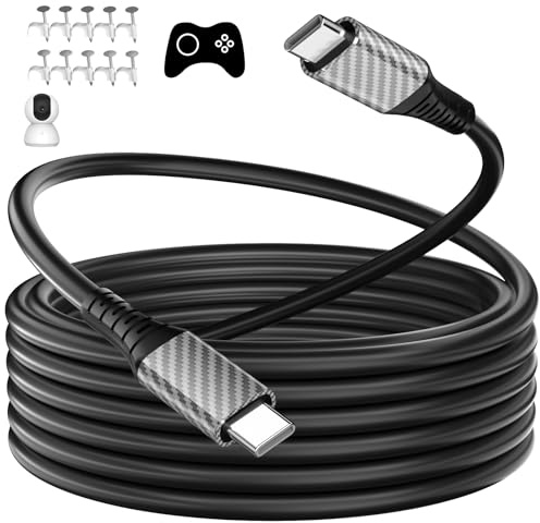 AIAUXAI USB C Cable 6M 60W Extra Long Power Extension Cable Type C,Black | USBC to USBC Fast Charging Cord for iPhone 17 16 Pro Max/MacBook/iPad/Eufy Mi Security Cameras/Samsung S26 S25 S24 S23/Laptop