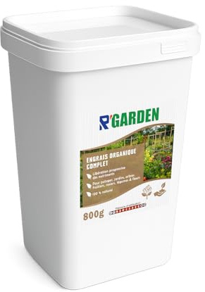 R'GARDEN – Engrais Organique Complet – 100% Naturel – Potager, Jardins, Arbres Fruitiers, Rosiers, Légumes & Fleurs – Fabriqué en France (800g)