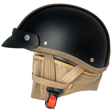 Caschi Jet E Demi-Jet Vintage Aperto Casco Retrò Moto DOTECE Omologato Elmetto Scodella Casco Mezzo Da Moto Retrò Per Adulti Uomini Donne Caschi Cromwell Per Cruiser E,L:59-60CM