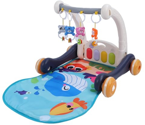 Omquot Klavier-Gymnastikmatte, 2-in-1-Kick-and-Play, Interaktive Multifunktions-Lauflernhilfe für die Sensorische Entwicklung, Einzigartig für Neugeborene und Kleinkinder