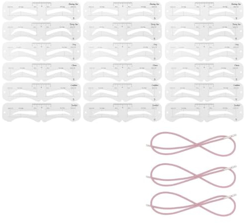 18 Pcs Eyebrow Stencil Kit, Reusable Brow Templates with Straps | A reusable eyebrow template set with multiple shapes and 3 sizes for quickly and consistently shaping eyebrows.