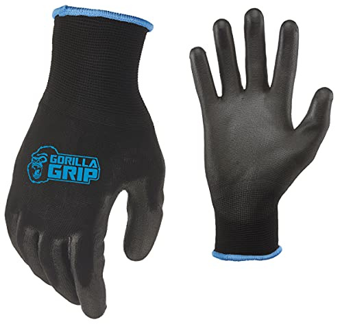 Gorilla Grip 25057-25 Slip Resistant All Purpose Work Gloves 5 Pack (Large), Black