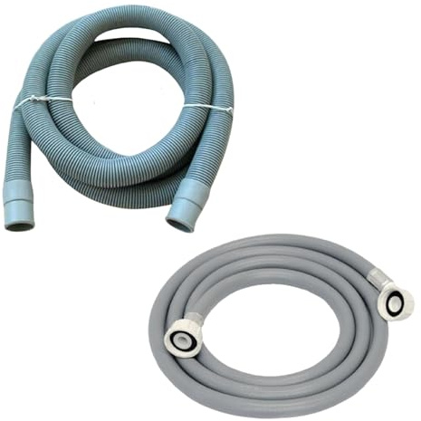 Dapetz ® Universal Washing Machine Dishwasher Straight End Inlet Pipe Fill Cold Water 2M Drain Extension Kit Feed Long Hose Ideal for Washing Machines and Dish Washers