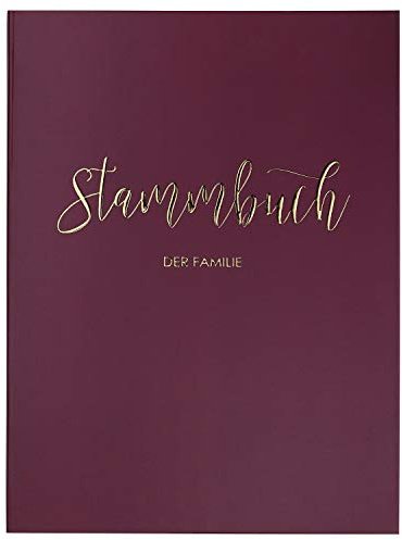 DeinWeddingshop Stammbuch der Familie - Familienstammbuch Hochzeit Standesamt - Deluxe Serie - Hardcover 16x21cm (Weinrot/Gold)