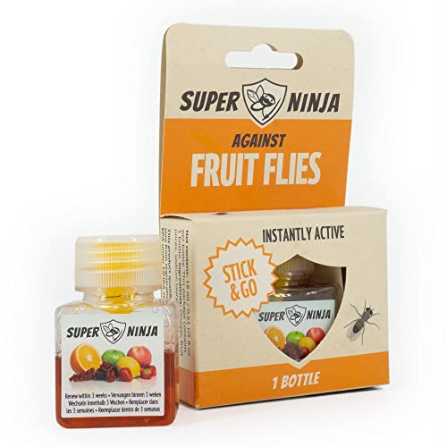 Super Ninja Fruit Fly Trap - 1 pack, Highly Effective Fruit Fly Killer for Home & Kitchen, Up to 3 Weeks of Performance per Bottle, Child & Pet Friendly