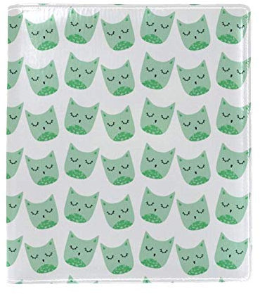 EZIOLY Grüne Eule Muster dehnbare Buchhülle passend für die meisten Hardcover Lehrbücher bis zu 22,1 x 16 cm selbstklebender Stoff Schulbuchschutz waschbar und wiederverwendbar