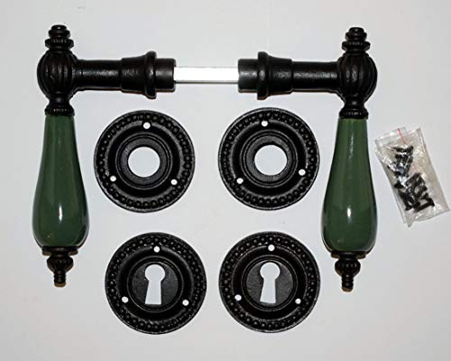 Graf von Gerlitzen Grafgriffe Antik Eisen Grün Porzellan Tür Griff Griffe Türgriff Türgriffe Türbeschlag Türgriffsets Türklinken Türdrücker Türbeschläge BB Rosetten V12-Green