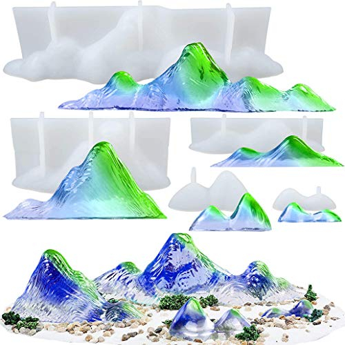 TikooTik 5 Stück Steingarten Silikonform Gießform Rockery Resin Molds Kleine Epoxy Bergformen Hügel Harz Formen DIY Briefbeschwerer Essstäbchenhalter Wohnkultur Dekoration (5pcs)