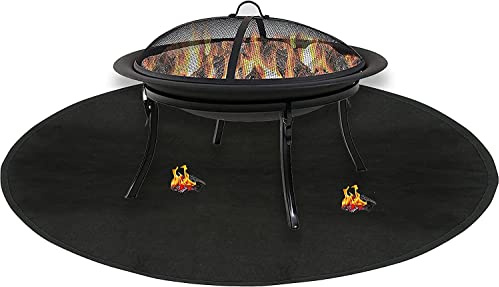 Heavyoff Runde Feuerschale Matte Feuerfeste Feuerstelle Hitzebeständige Pad BBQ Grills für Boden, Terrasse, Rasen, Camping, Deckschutz, Schwarz, 36 / 91cm
