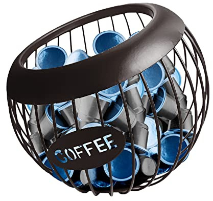 Ciotola porta cialde di caffè, cestino portaoggetti per capsule di caffè, grande capacità, in metallo, organizer per capsule di caffè espresso per bancone bar