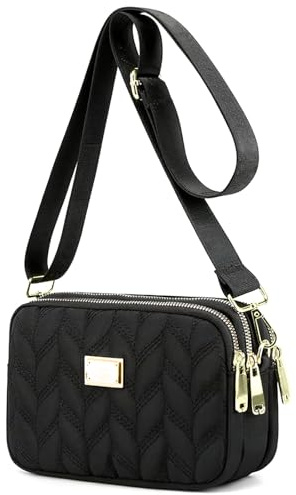 LassZone Ladies Crossbody Bag Multi-Pocket Shoulder Bag Waterproof Nylon Handbag Small Cellphone Purse Wallet for Women