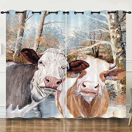 CAIZHE Vorhang Kinderzimmer Set Kindergardinen Mädchen Verdunkelungsvorhänge Mit Ösen Blickdichter Vorhang, Hellpink Kuh, Tier, Niedlich, Dschungel 140X160 cm (Wxh) 2Er Set Verdunkelungsvorhang Krä