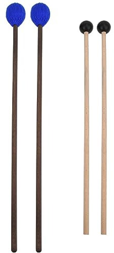 Oumefar chalklin soft xylophone blue rubber mallets marimba mallets 47×8×3 4 pcs marimba mallet yarn and rubber head maple wood percussion mallet for marimba