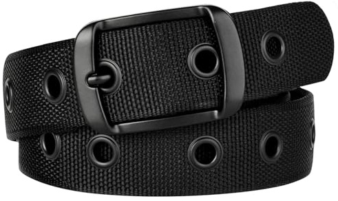 Bluecton Nietengürtel Herren Gürtel Übergröße 100-170CM Männer Stoffgürtel Schwarz