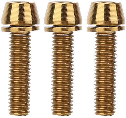 Bicycle Stem Bolts, 3PCS M5/M6x20 Titanium Alloy Fixing Screws for Mountain Bike Brake Caliper Bicycles Mtb Riding Accessories(M5*20 Gold)