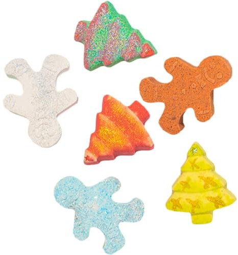 ifundom 6 Stück Weihnachts-Badebomben Handgefertigte Schaumbadebomben Lebkuchenmann-Form Ätherische Öle Meersalz Badekugeln Als