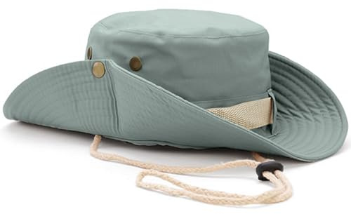 Favuit Solhattar safari-hatt UV-skydd brett brätte sommarhatt bomull vikbar fiske vandringskeps andningsbar cowboy stil boonie hatt för män kvinnor utomhus, Cyan, one size