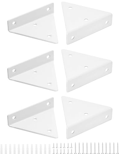 QWORK® 6stk. Unsichtbar Regalhalterung, Weiße Regalhalter aus Stahl, 30kg Tragfähigkeit, 10x8 cm