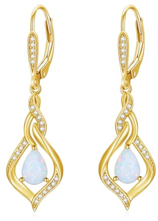 VONALA Opal Ohrringe Sterling Silber WeiB / Blau / Rosa / Moosachat / Mondstein / Opal Tropfen Ohrringe für Frauen Opal Leverback Ohrringe Opal Schmuck Geschenke für Frauen Teenager Mädchen Frau Mutter Geburtstag…