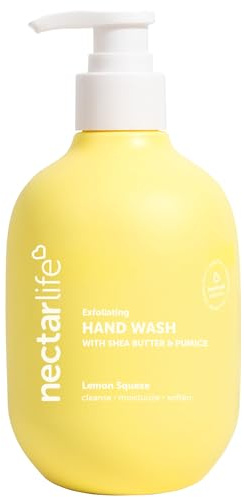 Nectar Bath Treats Nectar Life Exfoliating & Moisturizing Hand Wash, Volcanic Pumice for Hand Scrub, Shea Butter Softens Hands, Clean Vegan Ingredients, Lemon Scent