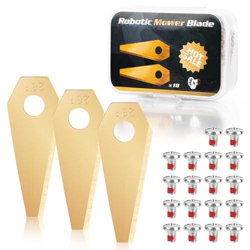 Lot de 18 lames de tondeuse-robot en acier inoxydable, lames de tondeuse-robot de rechange avec 18 vis pour robot tondeuse de Bosch Indego (800, 1000, 1200, 350, 400, 450, Connect)