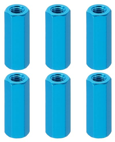 PATIKIL 6 Stk Verbindungsmuttern M3 x 20mm Langmuttern Aluminium Sechskant Verlängerungsmuttern Gewindehülsen Metallabstandshalter für Montageschrauben RC Auto Drohnen Motherboard Blue
