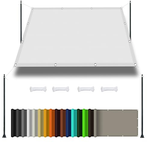 Sonnensegel Nach Maß mit Ösen 5 x 7 m Terrassendach Sichtschutz Garten 95% UV Schutz Wasserabweisend UV Schutz für Pflanze Pergola Zaun Balkon Außen Hof, Weiß