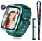 OKYUK 4G Smartwatch für Kinder, GPS-Tracker, mehrere Desktop-Stile zur Auswahl, Zwei-Wege-Anrufe, Bildkompetenz, SOS, WLAN, wasserdichter Touchscreen für 4–12 Jungen und Mädchen (T45 Grün)