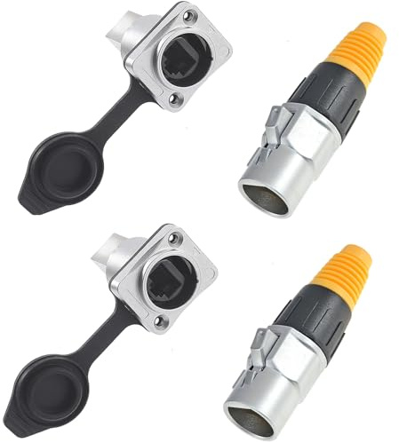 PENGLIN 2 Sätze RJ45 Wasserdichte Geschirmte Stecker,RJ45 Ethernet LAN Verlängerungskabel Koppler für Outdoor-Netzwerk,Cat5/Cat5e/Cat6 Buchse zu Buchse Adapter