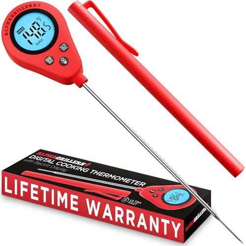 Alpha Grillers Instant Read Meat Thermometer, Digital Food Thermometer for Cooking, Bread Thermometer for Sourdough Baking, Fast Probe Kitchen Thermometer