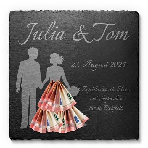 Schiefertafel personalisiert als originelles Hochzeitsgeschenk für Brautpaar - persönliche Geldgeschenke zur Hochzeit - besondere Geschenk Idee für Trauung Standesamt Polteramt Silberhochzeit