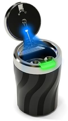 Chingde Posacenere Auto, Posacenere Portatile, Luce LED Automatica, Sigillato, Ignifugo, Resistente Ad Alta Temperatura, Staccabile, Grande Capacità (1 Pezzo)