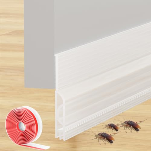 Türdichtung Zugluftstopper für Türen 200cm, Selbstklebend Tür Unten Zugluftstopper, Silikon Haustür Dichtung Luftzugstopper, Türbodendichtung für Windschutz, Schallschutz (2M, Transparent)