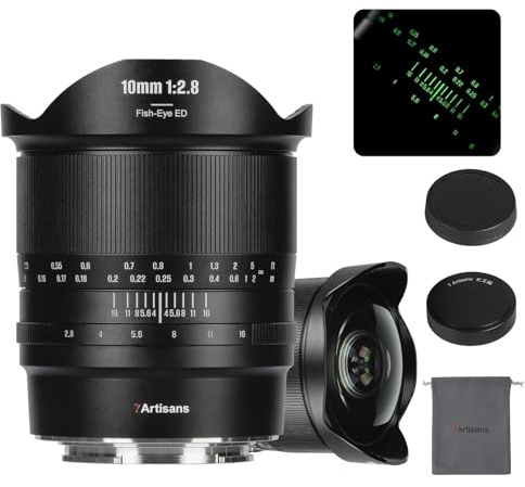 7Artisans 10mm F2.8 II pour Objectif Sony E-Mount,Fisheye Ultra Grand Angle Plein Format 185° Manuelle Compatible avec Sony E-Mount a5000 a7cr a7cii a6700 zv-e100 a6400 a7iii Alpha7 IV