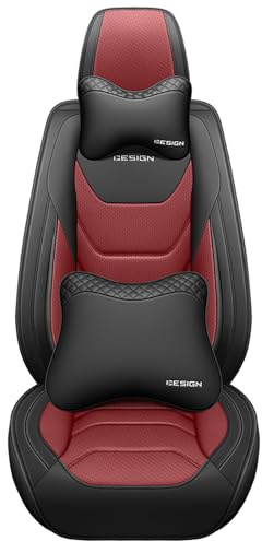 nenyan Autositzbezüge Komplett Set Universal in Premium Design | Schonbezüge für die Vordersitze & Rückbank | Auto Sitzbezüge Airbag Geeignet | Wasserdicht Sitzbezug - Rot