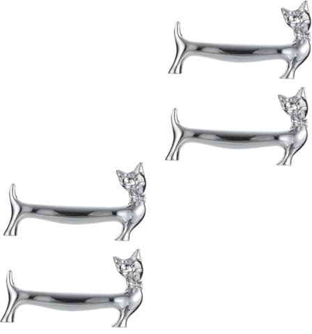 TOPBATHY 2 Ensembles Gentleman Chat Baguettes Étagère Argenterie Poêle Range Couteaux Support Couteaux Couverts De Table Porte-Baguettes en Alliage Oreillers À Baguettes Silver 2 Pièces * 2