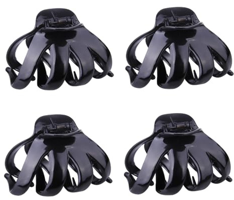 4 Stück Haarklammer Groß Claw Clip Haarspange - Haarklammern Octopus Haarspangen für Dickes Haar Rutschfest Haarspangen Damen, Vintage Haar Accessoires Mädchen, Schwarz