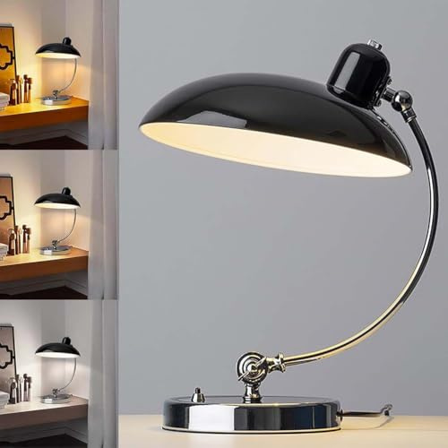 E27 Vintage Tischlampe mit Schalter und Stecker Verstellbarem Tischleuchte lnnen mit Kabel Retro Nachttischlampe 3 Farbtemperaturen 3000K/4500K/6000K Leselampe für Schlafzimmer Wohnzimmer,Schwarz