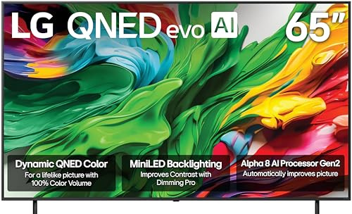LG 65-Inch Class QNED evo AI QNED85A Series Mini LED 4K Smart TV w/AI Picture, AI Sound, HDR10, AI Super Upscaling 4K, Filmmaker Mode, Wow Orchestra, Alexa Built-in (65QNED85AUA, 2025)