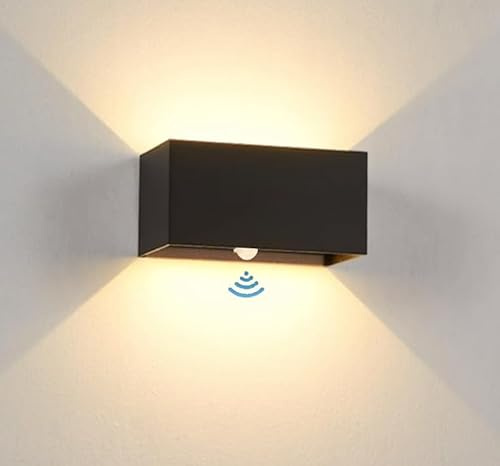yovurond 20W LED Wandleuchte mit Bewegungsmelder 3000K LED Wandlampen Weiß Aussenleuchte Rechteckig Verstellbar Abstrahlwinkel Wandlampe mit Bewegungsmelder IP65 (Schwarz 3000K)