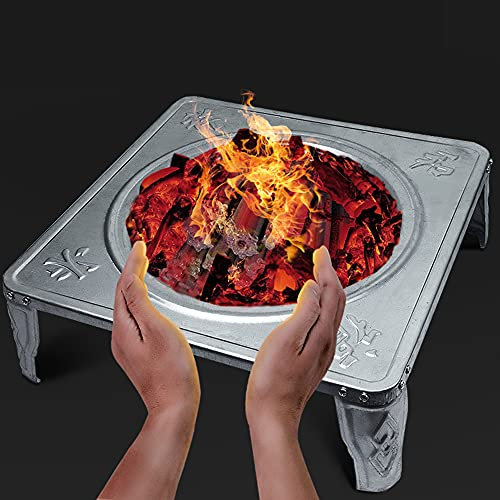 ZJFHEYUO Pozzo del Fuoco Esterno con attizzatoio e griglia per Barbecue, braciere Portatile, Stufa a Legna