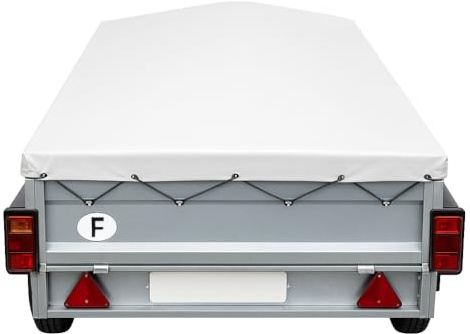 Bâche de Remorque LIDER Florence 39330 – 239 x 138 x10 cm–PVC 640g/m² Étanche & Anti-UV–Housse Haute Résistance avec Oeillets et Sandow–Fabriqué en France-Plusieurs Coloris Disponible. (Blanc 9016)