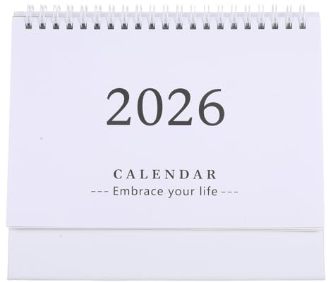SHINEOFI Desk Calendar 2025-2026 Small Desktop Standing Flip Calendar for Home School Office Academic Monthly Planner White 19x16.5cm