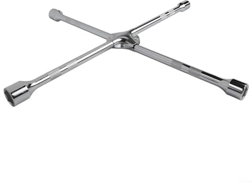 Four Way Lug Spanner, 4 Way Wheel Bracing Wrench, Car Wheel Lug Nut Cross Wrench, Heavy Duty Socket Spanner for Car Tire Repair Tool (20inch)