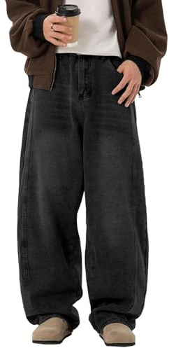 qcdyrxf Jeans for Men Baggy Y2k Wide Leg Jeans Loose Fit Denim Streetwear Hip Hop Jean