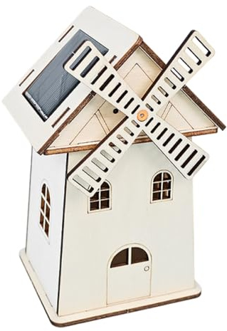 Flkiglm Solarbetriebene Windmühle Solarbetriebenes 3D Holzpuzzle Wissenschaftliches Modell Windmühlenhaus Bausatz Wissenschaftliches Experimentprojekt