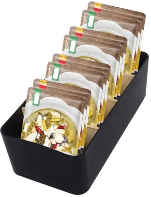 Klmnop Seasoning Packet Organiser with 4 Compartments, Plastic Spice Packet Storage Bins Holder with Removable Dividers for Kitchen, Pantry, Cabinet, Countertop(26.6×12.8×7.9cm)