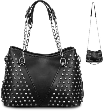 CATIEBYE Bolso Bandolera Mujer Con Cadena Y Remaches Bolso De Hombro De Pu 7.28X5.90X3.54In Para Ocio Diario Compras Viajes Y Actividades Al Aire Libre